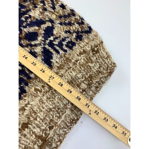 Indian Weavings Wool Sweater Brown Navy Chunky Knit Pullover Ecuador Oversized - Picture 13 of 13